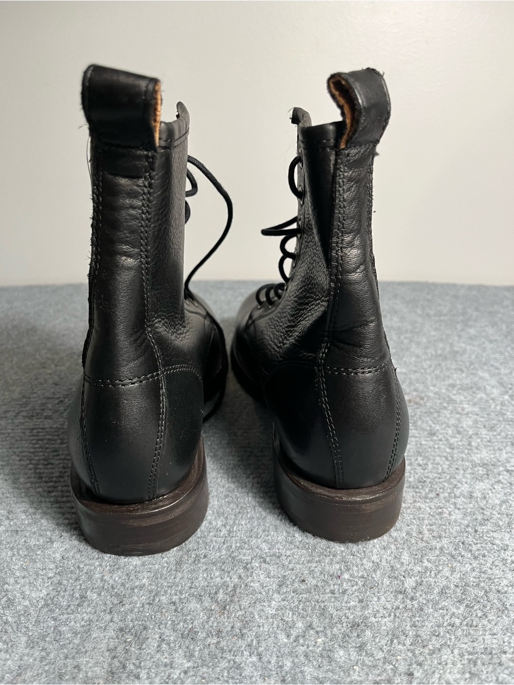 Frye Black Leather Lace-Up Combat Boots - Picture 3 of 5